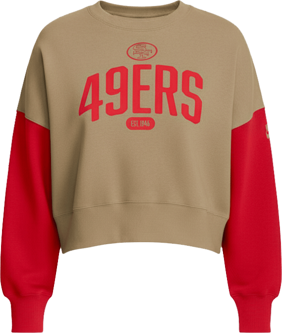 Women's Tan San Francisco 49ers Oversized Rewind Pullover Sweatshirt