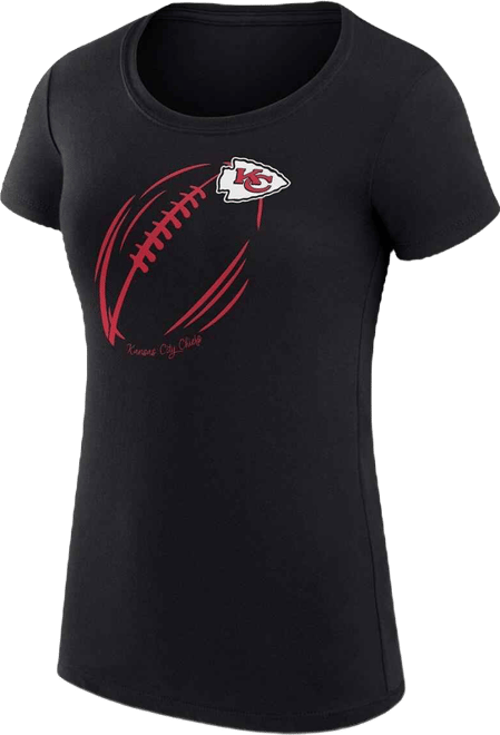 Women's Black Kansas City Chiefs Super-Slim Fit Lightweight Subtle Football T-Shirt