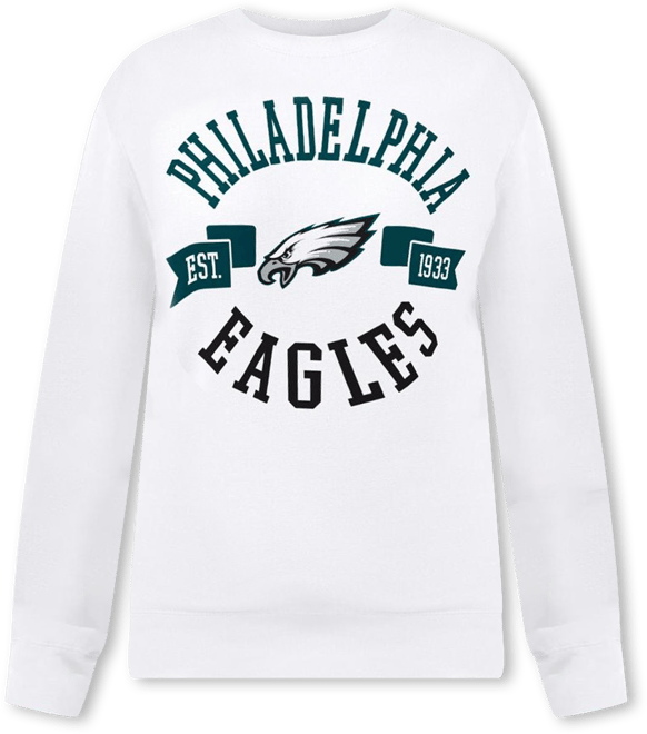 Women's White Philadelphia Eagles Large Team Graphic Fleece Pullover Sweatshirt