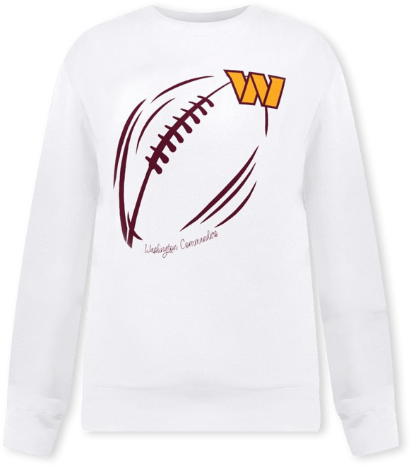 Women's White Washington Commanders Football Logo Graphic Fleece Tri-Blend Pullover Sweatshirt
