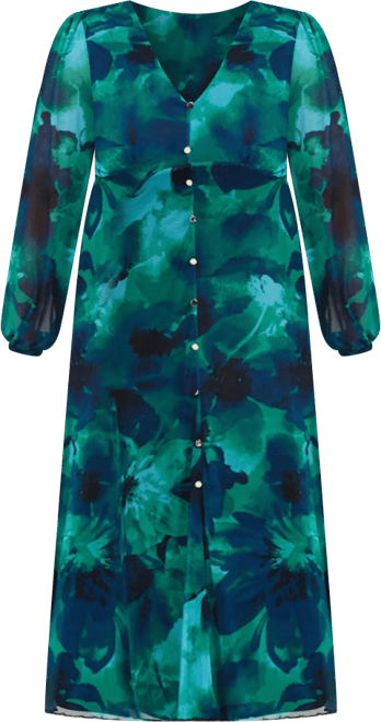 Women's Button Up Plisse Midi Dress