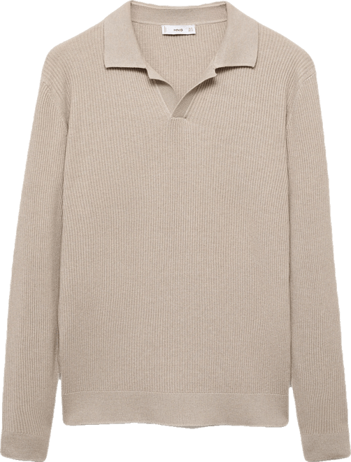 Men's Cotton-Blend Ribbed Polo Sweater