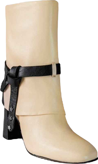 Women's Ivory & Black Premium Leather Boots Nat By