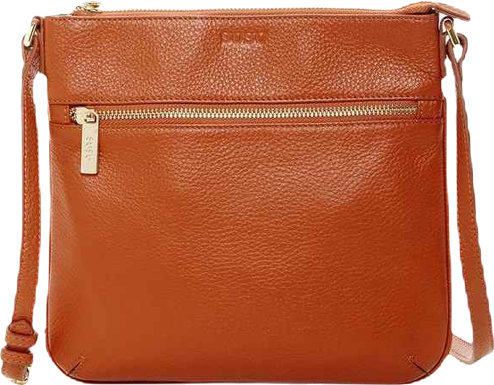 Brown Leather Messenger Bag Women s Crossbody Purse with Zipper Closure and Adjustable Strap