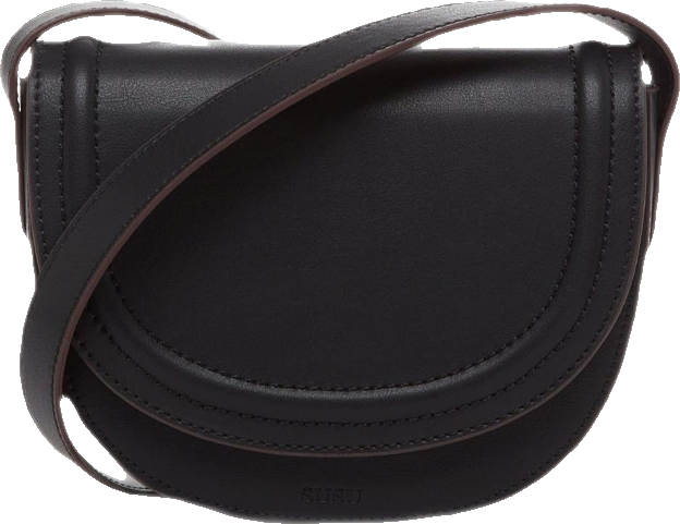 Black Leather Saddle Bag Women s Crossbody Purse with Flap Closure and Adjustable Strap