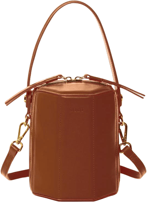 Chocolate Brown Leather Bucket Bag Small Crossbody Purse Women's Handbag