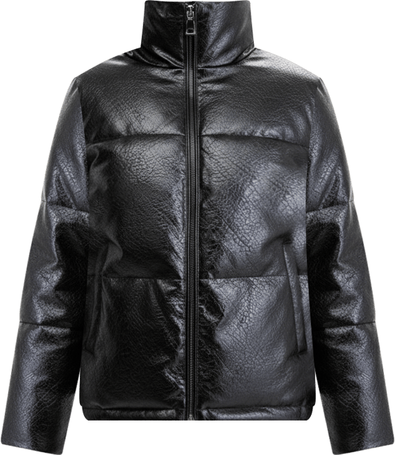 Women's Textured Faux-Leather Puffer Coat