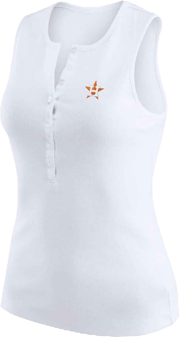 Women's White Houston Astros Rib-Knit Henley Tank Top