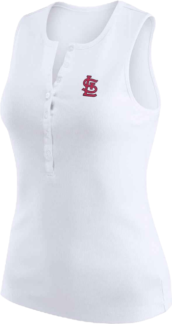 Women's White St. Louis Cardinals Rib-Knit Henley Tank Top