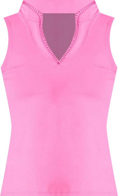 Pleated Placket Sleeveless Womens Golf Polo