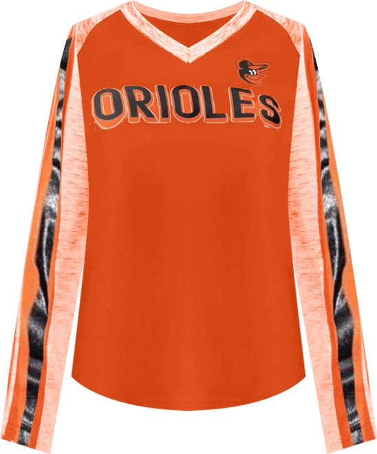 Women's Orange Baltimore Orioles Top Dog Raglan Long Sleeve V-Neck T-Shirt