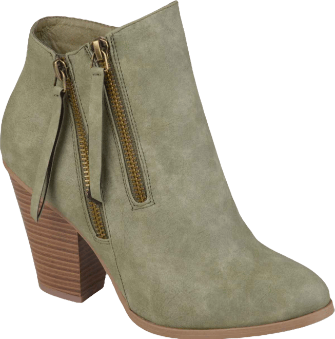 Women's Vally Double Zipper Stacked Heel Ankle Booties