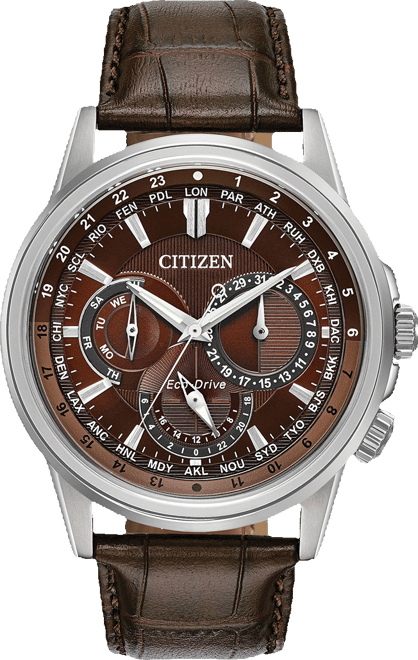 Comtoir de Famille 掛時計 ブラウン Citizen Calendrier Mens Brown Leather Strap Watch Bu2020-29x
