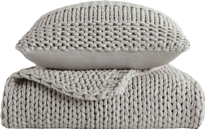 Chunky Blanket and Decor Pillow Bundle, 21" x 21"