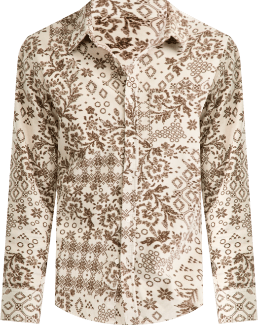 Men's Bonds Long-Sleeve Cotton Patchwork-Print Corduroy Shirt, Macy's Exclusive