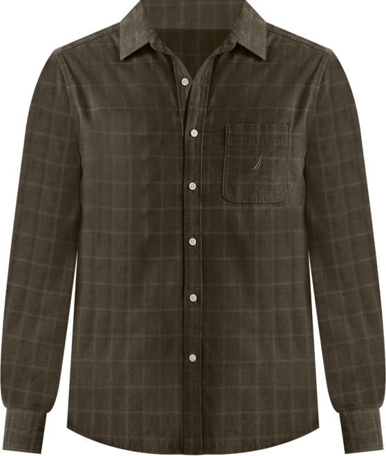 Men's Long Sleeve Corduroy Plaid Dobby Shirt