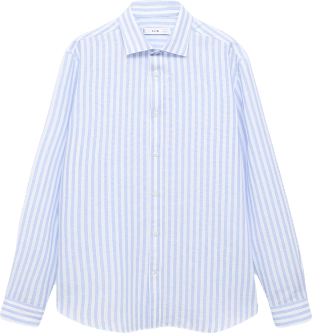 Men's Regular-Fit Striped Cotton-Linen Shirt