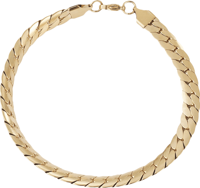 Tarnish Resistant Men's Gold Flat Curb Chain Bracelet