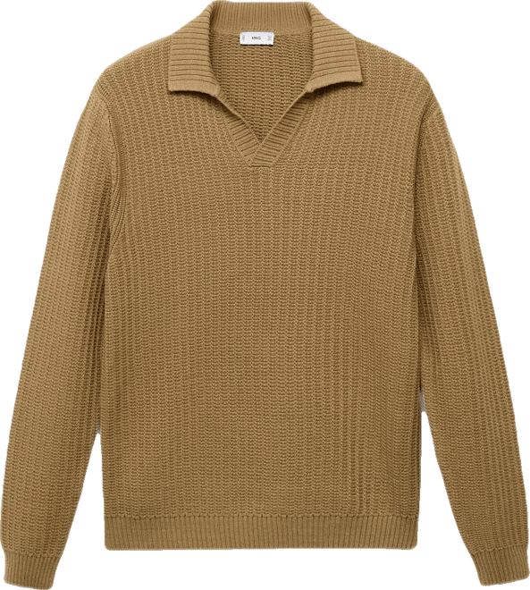 Men's Knitted Structured Polo Sweater