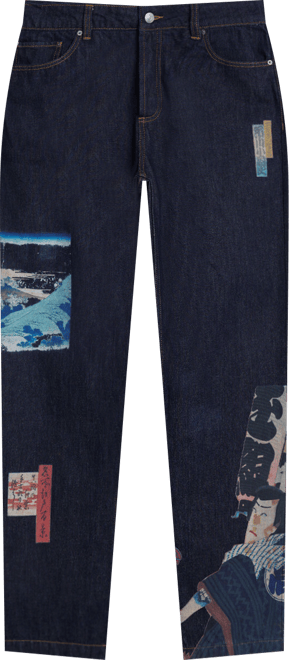 Men's Oriental printed jeans