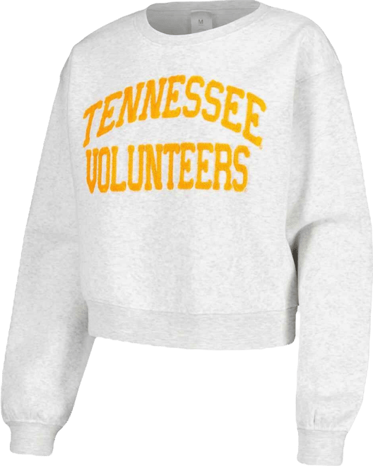 Women's  Oatmeal Tennessee Volunteers Core Chenille Cropped Pullover Sweatshirt