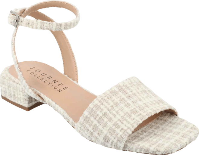 Women's Adleey Ankle Strap Tweed Block Heel Sandals