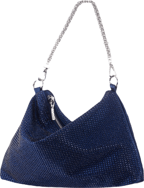 Crystal Embellished Zipper Hobo Bag