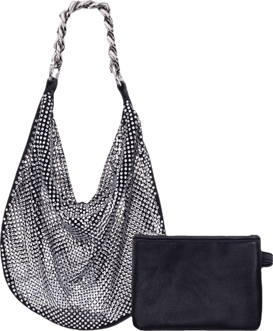 Crystal Mesh Zipper Hobo Bag
