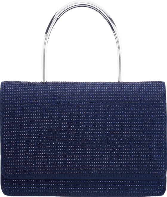 Elongated Crystal Magnetic Snap Satchel Bag