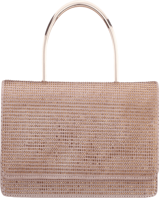 Elongated Crystal Magnetic Snap Satchel Bag