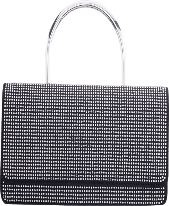 Elongated Crystal Magnetic Snap Satchel Bag