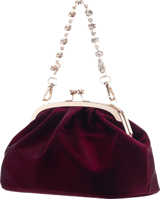 Vintage Style Crystal Handle Frame Clutch