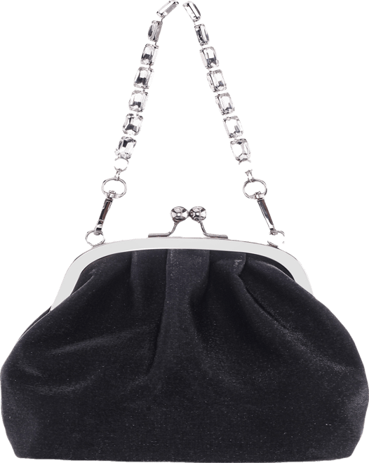 Vintage Style Crystal Handle Frame Clutch