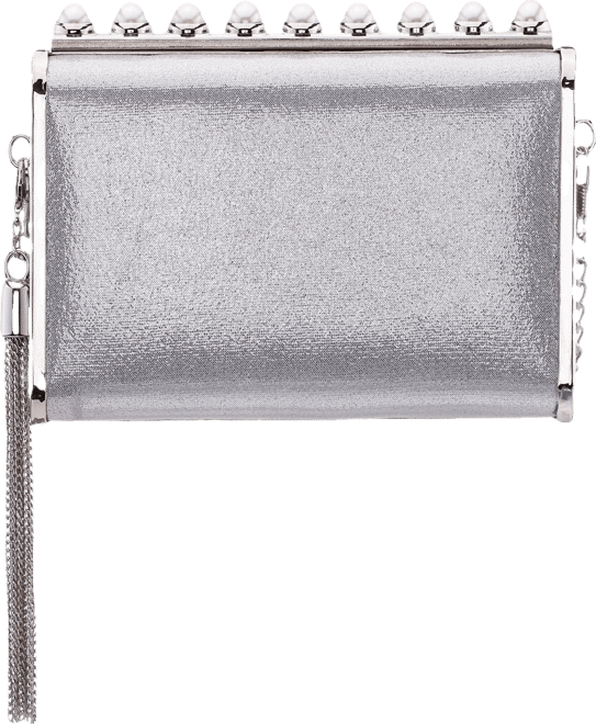 Crystal Ornamented Minaudiere Tassel Lift Lock Clutch