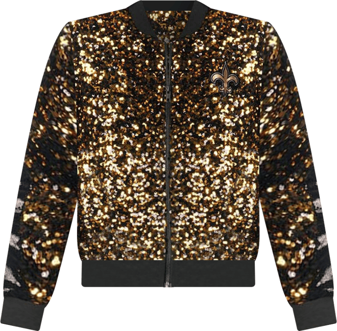 Women's Gold New Orleans Saints Sequin Full-Zip Bomber Jacket