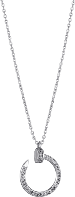 Silver Cz Curved Nail Ring Necklace