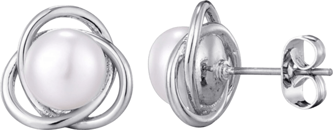 Silver Freshwater Pearl Stud Earrings