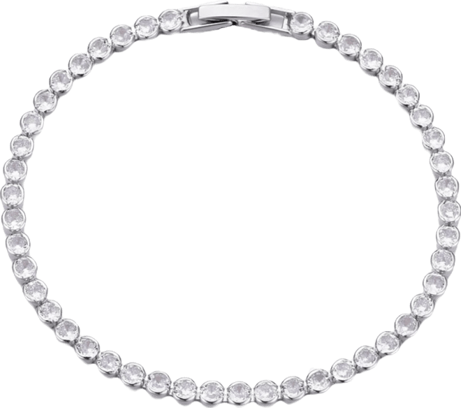 Silver Crystal Bezeled Tennis Bracelet