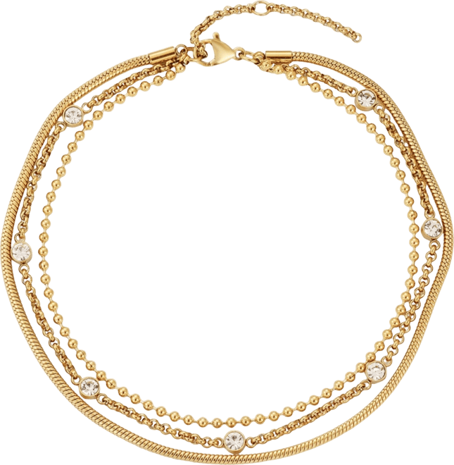 Tarnish Resistant Gold Triple Layered Anklet