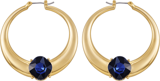 Glass Stone Gold-Tone Hoop Earrings