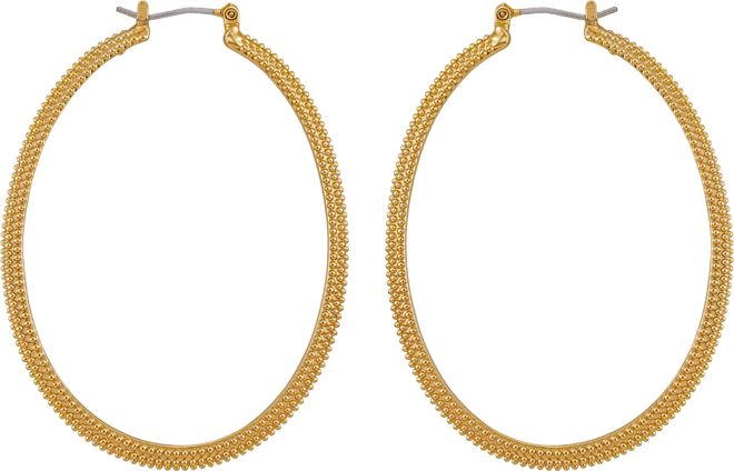 Gold-Tone Textured Large Hoop Earrings