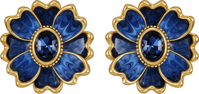 Epoxy Stones Gold-Tone Floral Clip-On Earrings