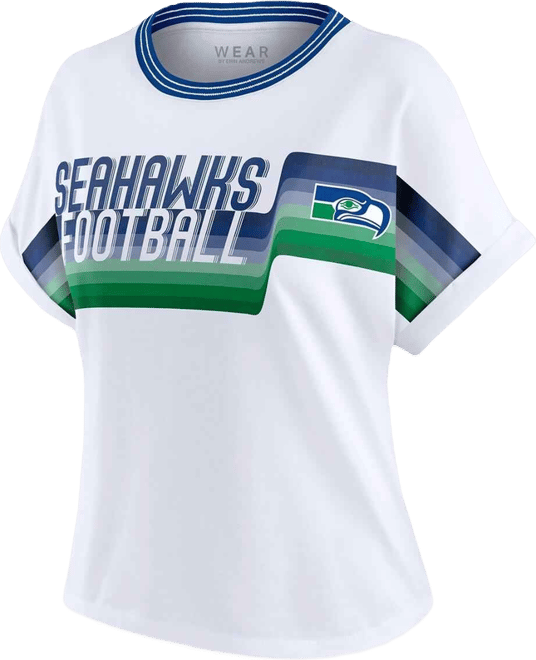 Women's White Seattle Seahawks Cropped Center Stripe Dolman T-Shirt