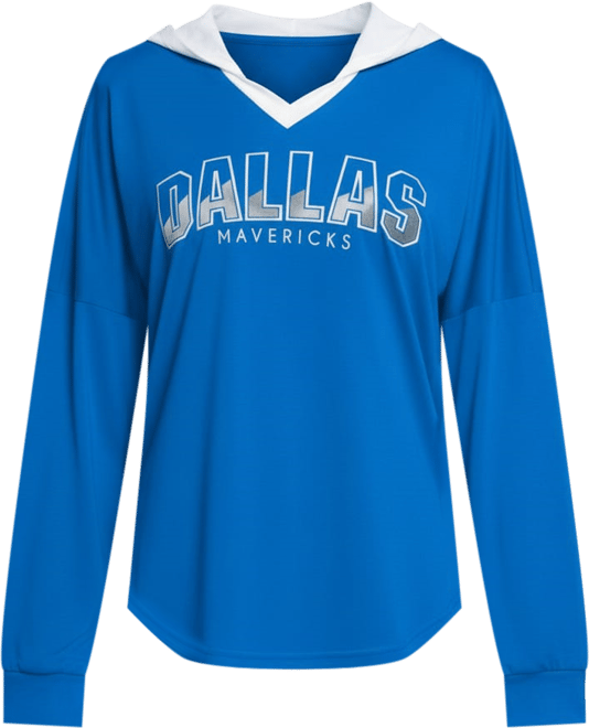 Women's Blue Dallas Mavericks Bench Player Oversized Long Sleeve Hooded Top