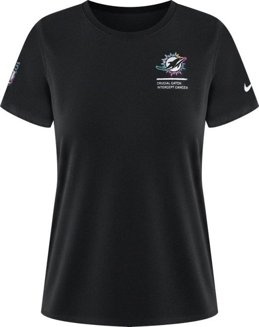 Women's Black Miami Dolphins 2025 Nfl Crucial Catch Tri-Blend Dri-fit T-Shirt