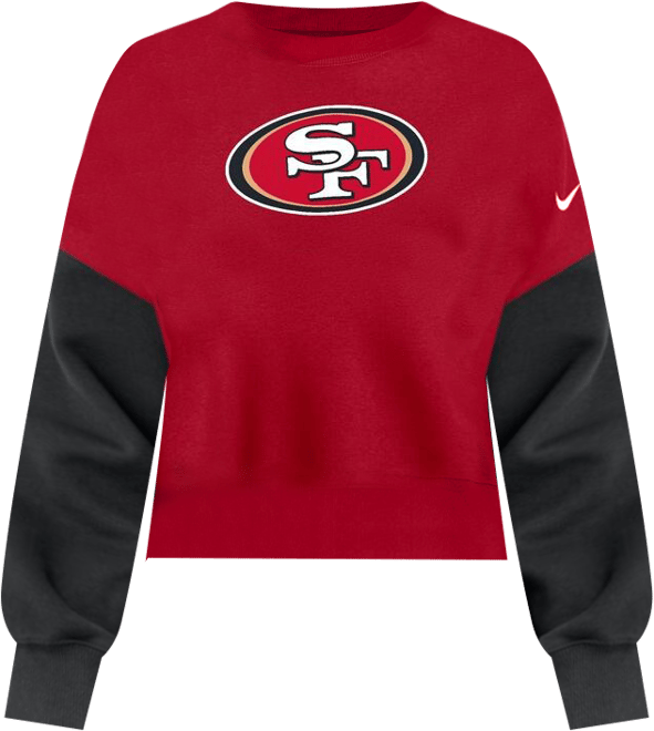 Women's Scarlet San Francisco 49ers Oversized Color Block Pullover Sweatshirt