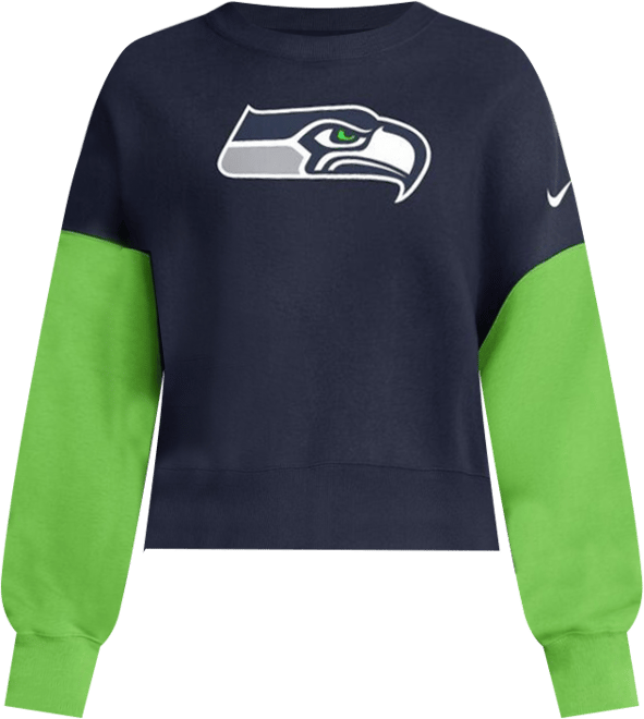 Women's College Navy Seattle Seahawks Oversized Color Block Pullover Sweatshirt
