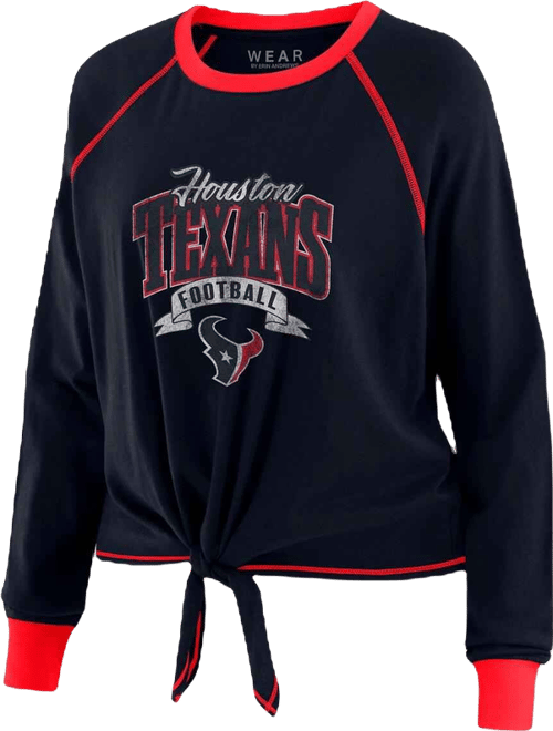 Women's Navy/Red Houston Texans Tie-Front Long Sleeve Top