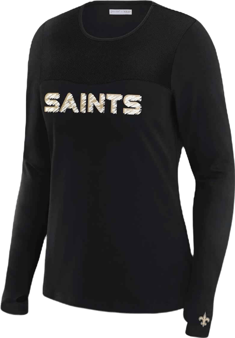 x Gracie Women's Black New Orleans Saints Mesh Panel Long Sleeve T-Shirt
