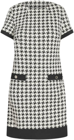 tommy hilfiger women's mini houndstooth knit dress Tommy Hilfiger Women's Sleeveless Boat Neck Textured Knit Shift Mini Dress,  Black/Pearl, 2 Petite at Amazon Women's Clothing store